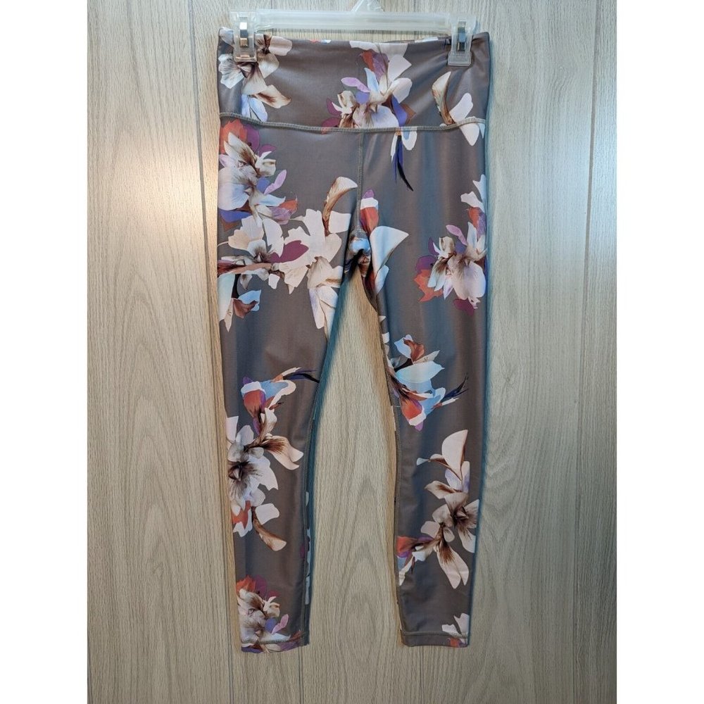 Athleta Pants Womens Small Grey Blossom Floral Stretch Tights Yoga Training